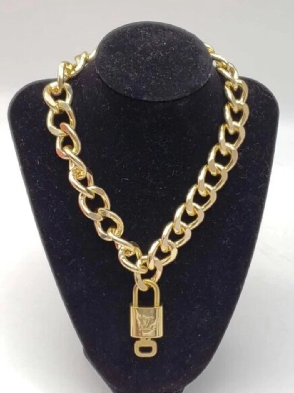 Gold-Plated Necklace with Authentic Louis Vuitton Padlock
